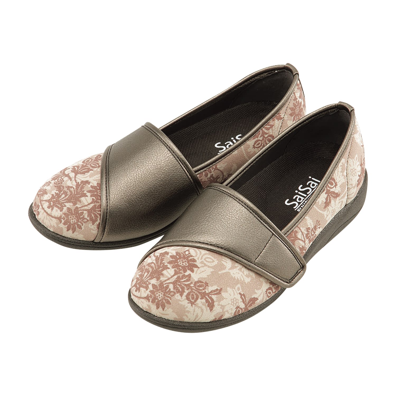 SaiSaiフラワープリント リハビリシューズ 25-5805-10 彩彩 W940(21.5CM)ベージュ