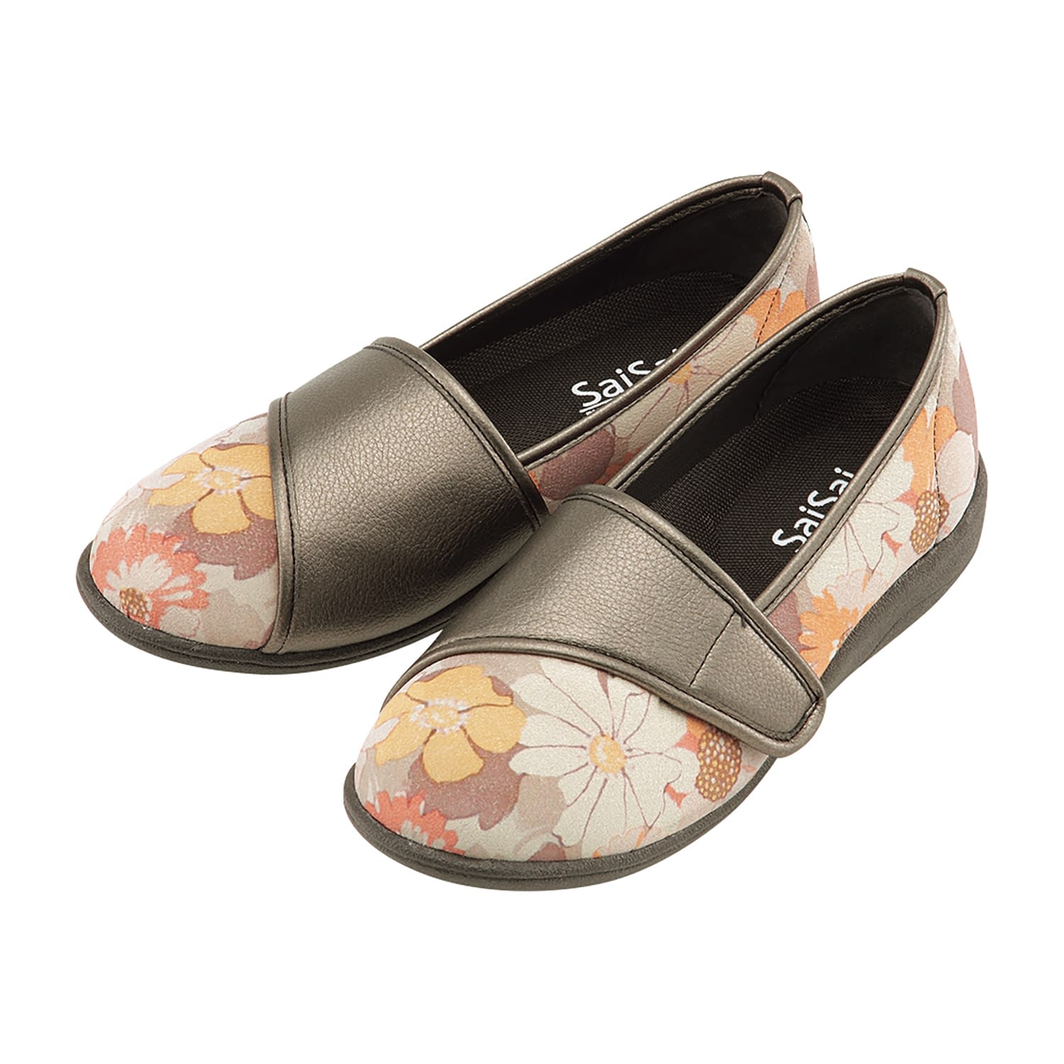 SaiSaiフラワープリント リハビリシューズ 25-5805-32 彩彩 W940(22.5CM)オレンジ