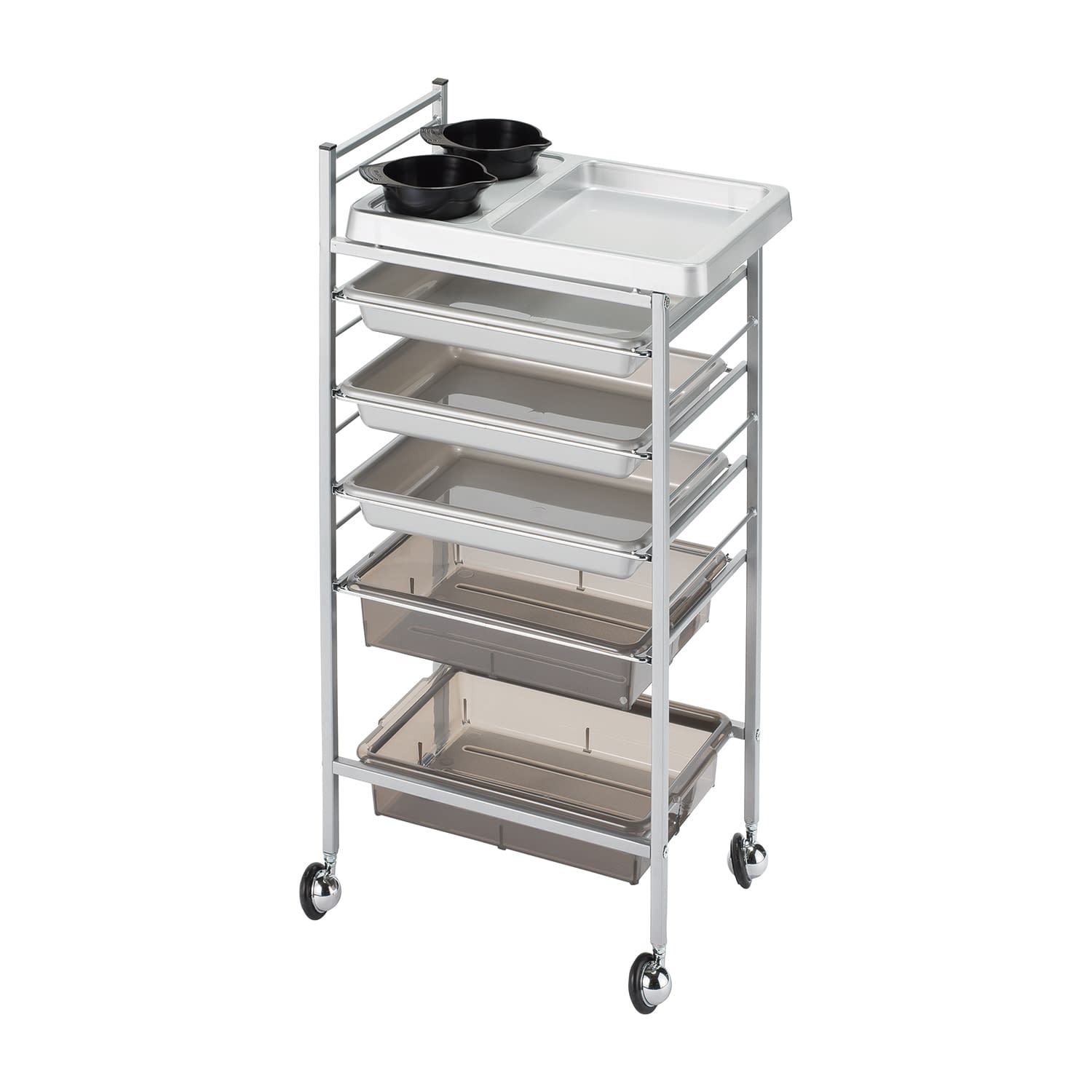 アプリワゴン(カップ付きクリアカラー 回診車 25-5849-02 アプリワゴン 027(シルバー)