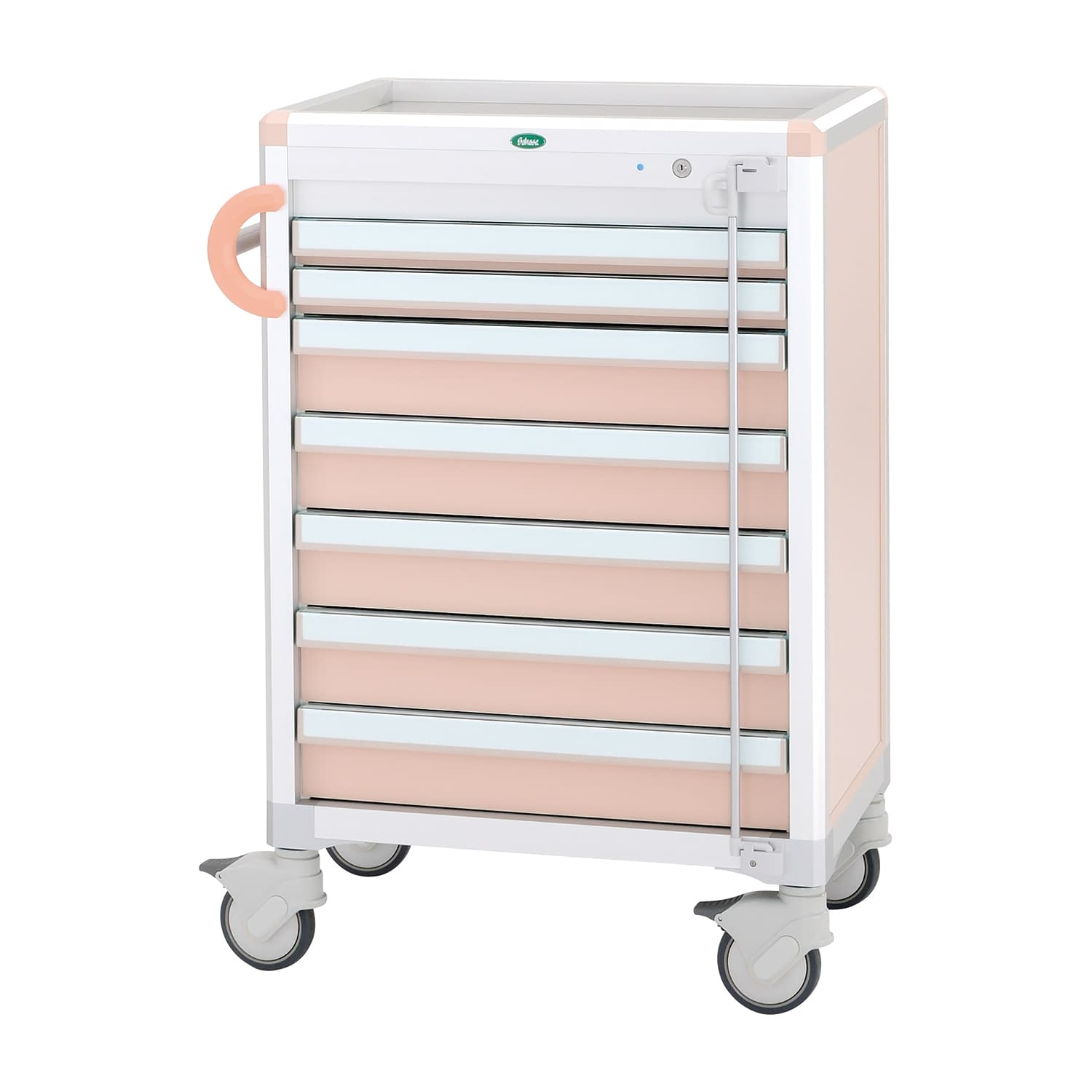 麻酔カート(60引出しタイプ) 25-6193-0001 ピーチ サカセ化学工業 C60-A02B(ホンタイ:ピーチ)