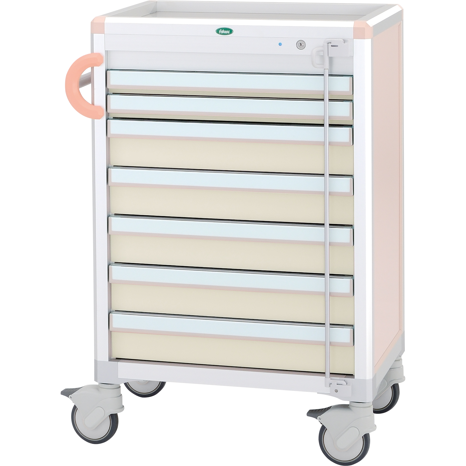 麻酔カート(60引出しタイプ) 25-6193-0004 ニュートラル サカセ化学工業 C60-A02B(ホンタイ:ピーチ)
