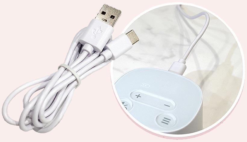 2Way搾乳機『らくらくCoCo』構成品：充電式リチウム電池使用でコードレス